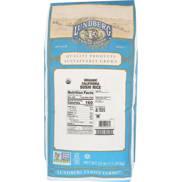 Lundberg Family Farms Organic California Sushi Rice 25 Lbs