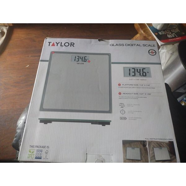 TAYLOR 400 LB DIGITAL GLASS SCALE Read Size Is 3.21 X 1.50 Very Nice. 🎉✅