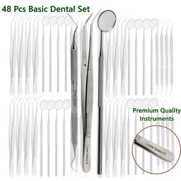 NEW 48 Instruments Basic Dental Set Mirror Explorer College plier -German Grade