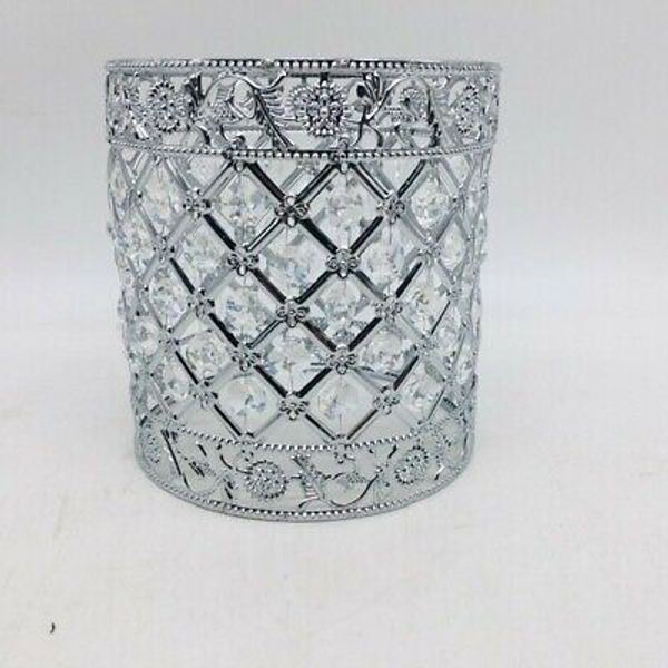 Home Decorative Bedside Nightstand Desk Light Crystal Silver Table Lamps Shade