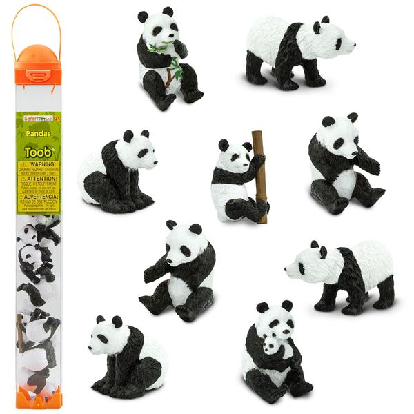 Safari Ltd. Panda TOOB - Set of 9 Hand-Painted Mini Figurines - Educational Toy Figures for Boys, Girls & Kids Ages 3+