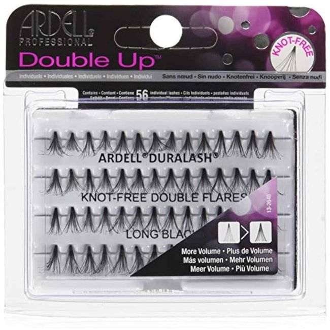 Ardell Double Up Individuals Knot-Free Long Black False Lashes, Double Flares