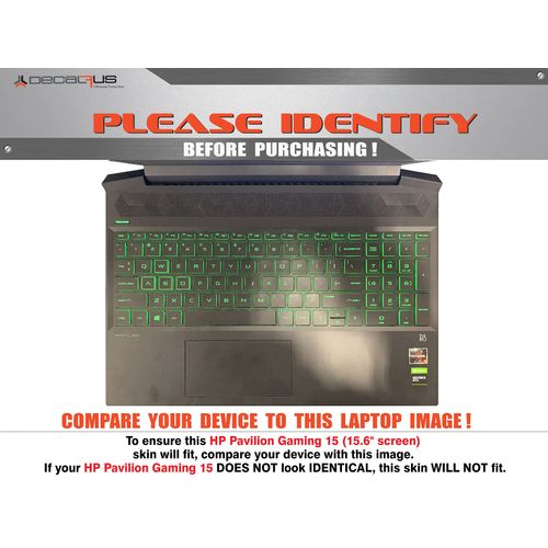 Decalrus - Protective Decal for HP Pavilion Gaming 15 (15.6" Screen) Laptop Black Carbon Fiber Skin case Cover wrap CFHPpavilionGaming15Black