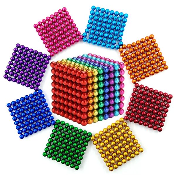 Magnetic-Balls (512pcs) Magnet Creative 3D Fidget Building Desk Toy Magnets Building Desk Toy for Stress Relief, Magnet-Beads Putty Toy Slime (Multi Colored-5)