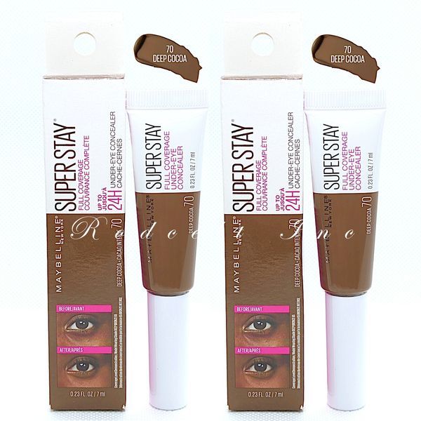 (2) Maybelline Super Stay 24H Full Coverage Under-Eye Concealer 70 Deep Cocoa
