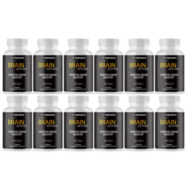 Brain Actives Cognitive Energy & Memory Enhancing Supplement Capsules 12 Bottles