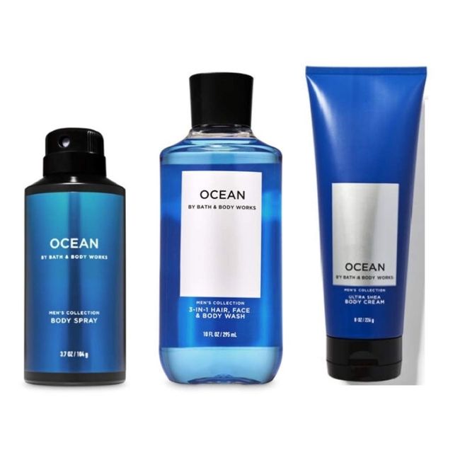 Bath and Body Works - Ocean - For Men - 3 pc Bundle - (2020 Edition)