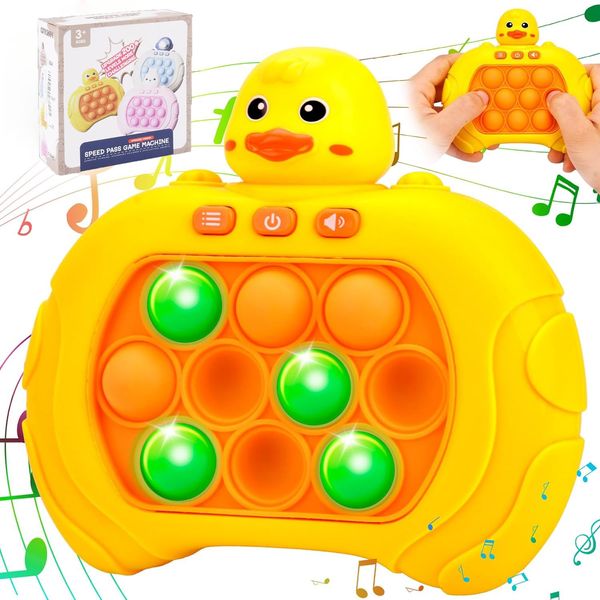 Duck Model Pop Fidget Game Toys,Quick Push Pattern Electric Poping Bubble Squeeze Sensory Fidget Toys, Handheld Console Game Machine,Mini Games Sensory Toys for Xmas Birthday Gifts