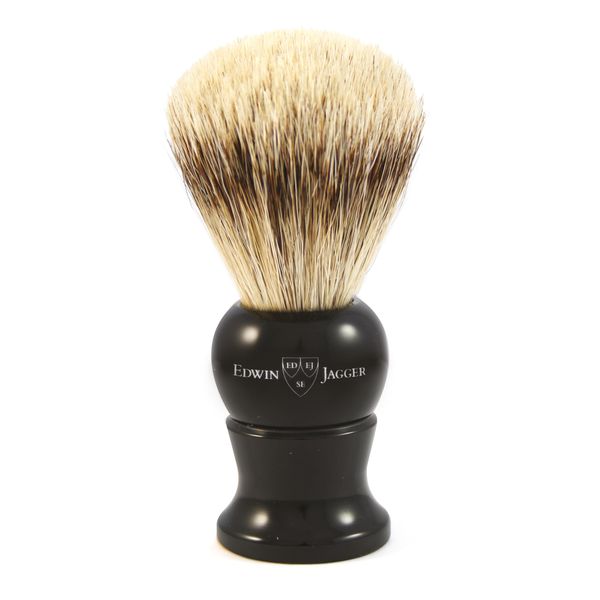 Edwin Jagger 1EJ286 Medium Super Badger Shaving Brush, Imitation Ebony for use with Shaving Cream or Soap for Men