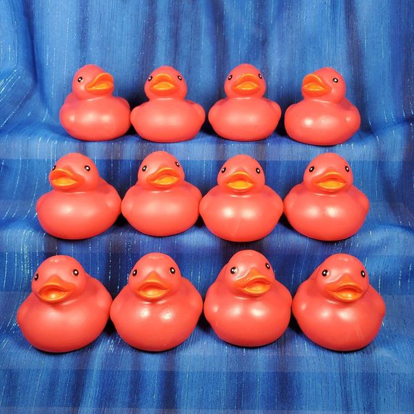 One Dozen 12 Floating Red Rubber Ducks Duck New