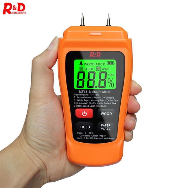 R&D MT-19 Wood Moisture Meter Digital Humidity Meters Wall Hygrometer  Timber Damp Detector Building Humidity Tester Carton