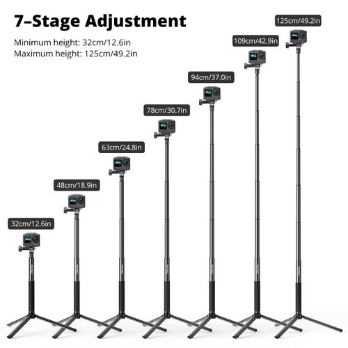 AKASO 1.2M Extendable Selfie Stick and a Tripod Stand Action Camera Accessories Compatible with AKASO EK7000/Brave 4/Brave 7 LE/Brave 7/V50X/V50 Elite/GoPro Hero 12/11/10/9/8/7/Max/DJI Osmo Action