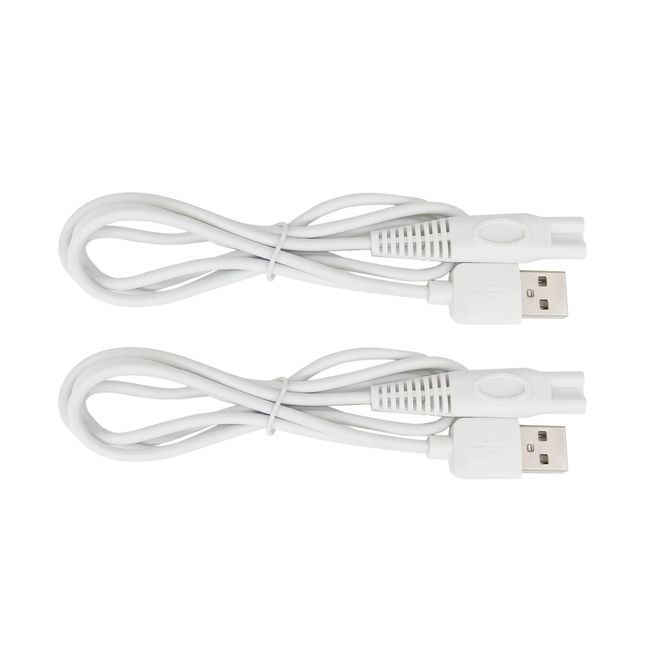 Flawless Legs Charger Cord, Replacement for Finishing Touch Flawless Legs Razor Shaver, Women Electric Trimmer - 5V USB Power Cord (2-Pack, White)