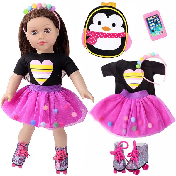 AK KYC 18 Inch American Doll Clothes and Accessories Doll Travel Skating Sport Playset Doll Outdoor Sport Accessories (Not Include Doll)