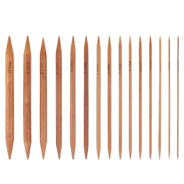 Bamboo Knitting Needles Set, Double Pointed Carbonized Knitting Needles for Handmade Creative DIY (75pcs)