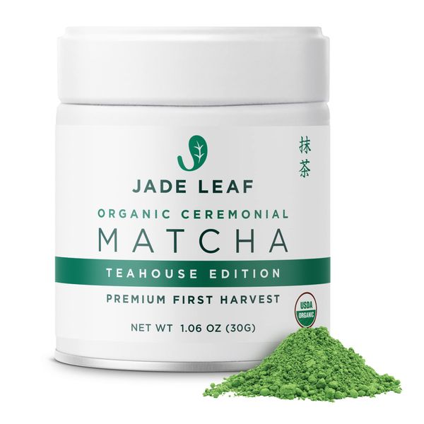 Jade Leaf Matcha Organic Ceremonial Grade Green Tea Powder - Teahouse Edition Premium First Harvest - Authentic Japanese Origin (1.06 Ounce Tin)