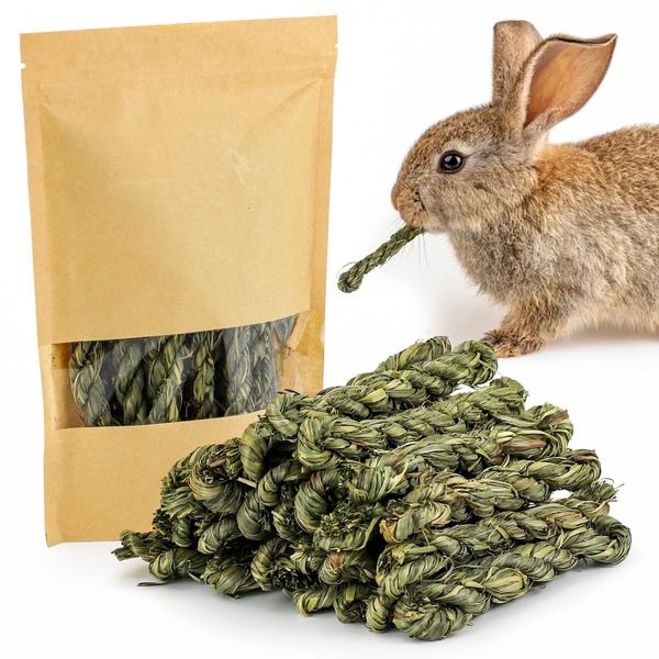 matafat 25pcs Rabbit Timothy Hay Toy for Bunny Small Animal Treats Natural Grass Stick Chew Toys Snacks Molar Teeth Grinding for Guinea Pigs Chinchillas Hamsters