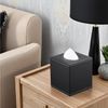 KINGFOM Leather Cube Square Tissue Box Cover Holder (Black)