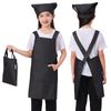BIGHAS Kids Apron, 3-Piece Set, Triangular Cloth, Drawstring Bag, Shoulder Bag, Backcloth, Solid Color, Adjustable Size, Wrinkle Resistant, denim black
