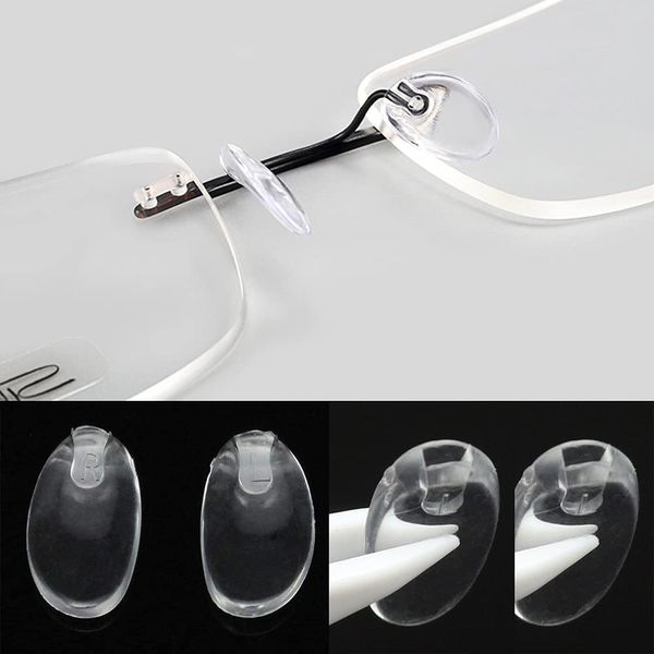 Eyeglass Nose Pads 2Pairs Anti-Slip Soft Silicone Glasses Nose Pieces Push in Pushin Replacement for Silhouette Frameless Glasses Eyeglasses Sunglasses