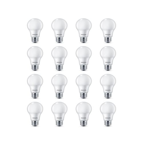 Philips LED 60W A19 16-Pack Basic Daylight (5000K) 800 Lumen (9W = 60W) Frosted Flicker-Free Light Bulbs