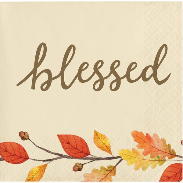Creative Converting Thankful Beverage Napkins, 5", Multi-color