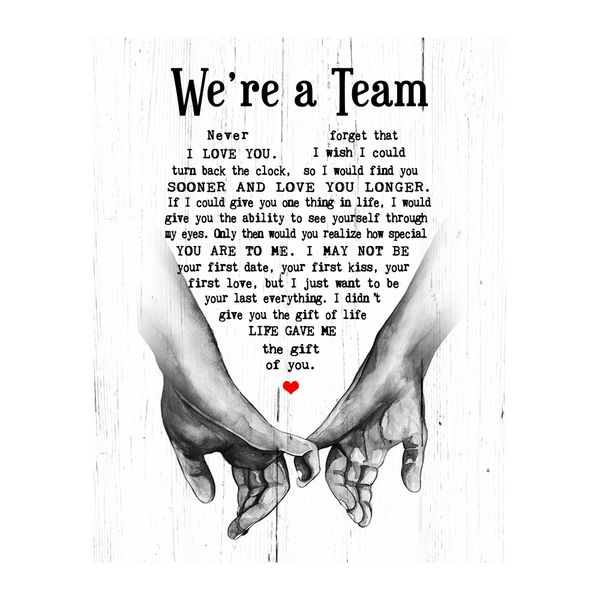 We're A Team- Wedding Vows Quotes Wall Art Decor, Inspirational Love & Marriage Wall Print, Ideal For Romantic Wedding Decor & Makes Great Anniversary Gift For Newlyweds, & Couples. Unframed-11x14"