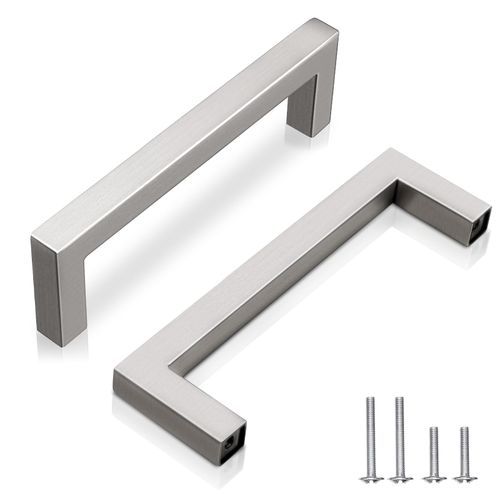 EZRENOVA 4" (102mm) Hole Centers Brushed Nickel Stainless Steel Cabinet Pulls 10 Pack - Handles for Kitchen Cabinets, Bathroom Drawers & Dressers