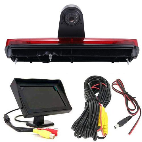 HD IP68 Auto Transporter Brake Light Roof Rear View Reversing Backup Camera Parking System with Angle Adjustable Compatible with Ford Transit Connect Van MPV SUV Bus (Camera+4.3''Monitor)
