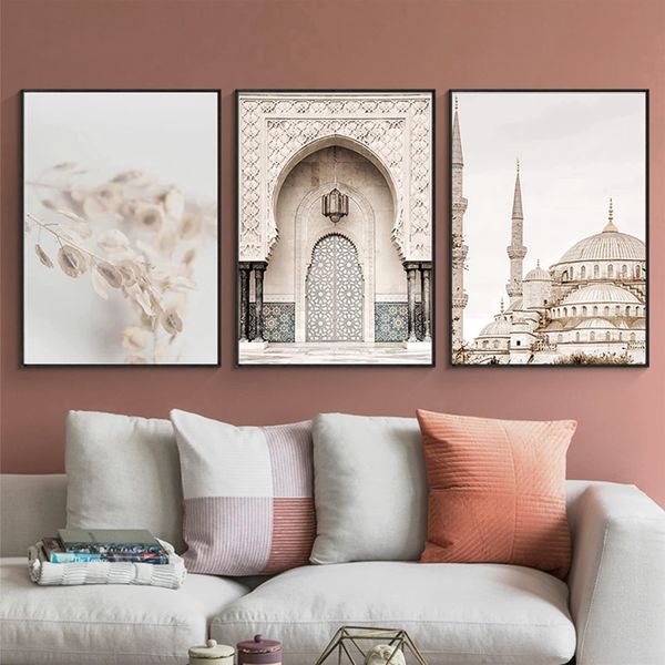 DLKAJFK Islamic Pictures, Islamic Calligraphy, Arabic Calligraphy Painting Quran Pictures Canvas Living Room Poster Background Wall Art Decor - Frameless（20 * 30cm*3）