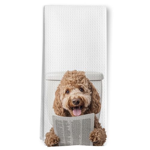 BitKAM Funny Newspaper Poodle Hand Towels, Dog Bathroom Decor, Poodle Gifts for Women Decorative Hand Towels for Bathroom, Dogs Lover Mom Gifts, Funny Dog Kitchen Towels, 16x24 Inches