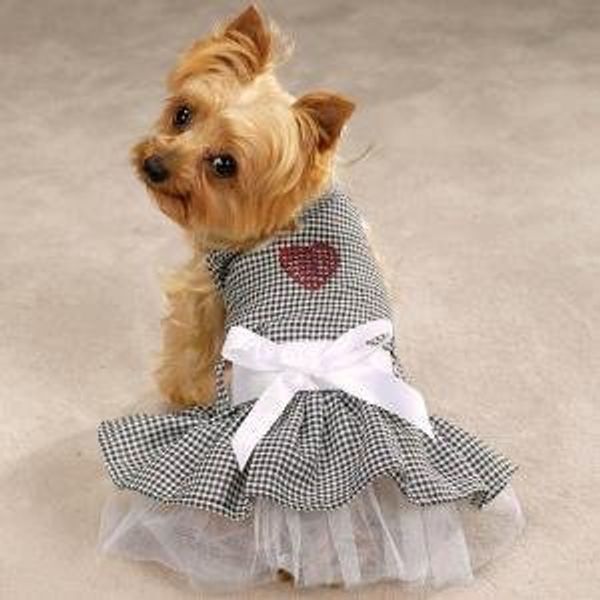Pet Edge Extra Small Gingham Bling Sundress Dog Dress