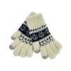 Thingimijigs Ladies Fluffy Fair Isle Pattern Touchscreen Gloves - Cream