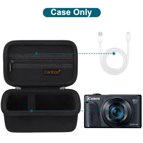 Canboc Carrying Case for Canon PowerShot SX740 SX730 SX720 SX620 G7X V1 Digital Camera, Point and Shoot Vlogging Camera Bag, Zipper Mesh Pocket fits USB Cable, Batteries, Black
