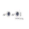 Round Crystal Silver Cufflinks for Men With Men's Cuff Link Set (Blue)