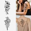Acevegue Flowers Temporary Tattoos, Realistic Half Arm Fake Tattoo Sleeves for Women Adults, Black Semi Permanent Stick on Tattoos Stickers Transfer Paper for Makeup Accessories Decorations-10 Sheets