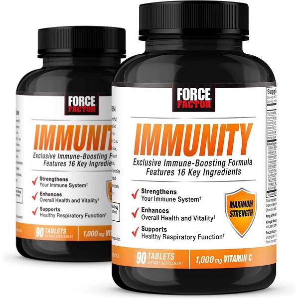 Force Factor Immunity Immune System Booster (2 Pack = 180 Tablets)