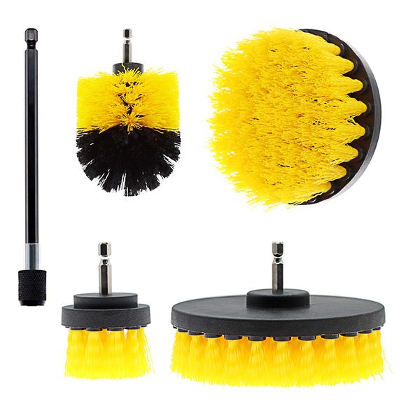 5pcs Drill Brush Attachment Set -Drill Brush Cleaning Brushes Set Power Scrubber Brush for Cleaning with Extend Attachment Drilling Brushes for Grout, Floor, Tub, Tile, Shower,Kitchen (5PCS)