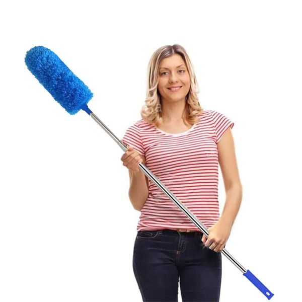 DELUX Microfiber Feather Duster Extendable Duster with 100 inches Extra Long Pole, Bendable Head & Long Handle Dusters for Cleaning Ceiling Fan, High Ceiling, Blinds, Furniture & Cars