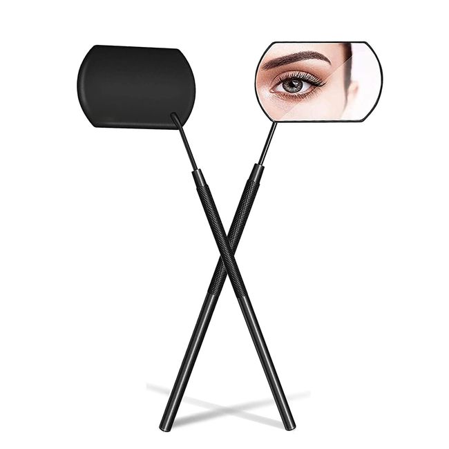 BUCICE Lash Mirror for Eyelash Extensions, Detachable Eyelash Mirror Stainless Steel Black Makeup Mirror Eyelash Extension Supplies