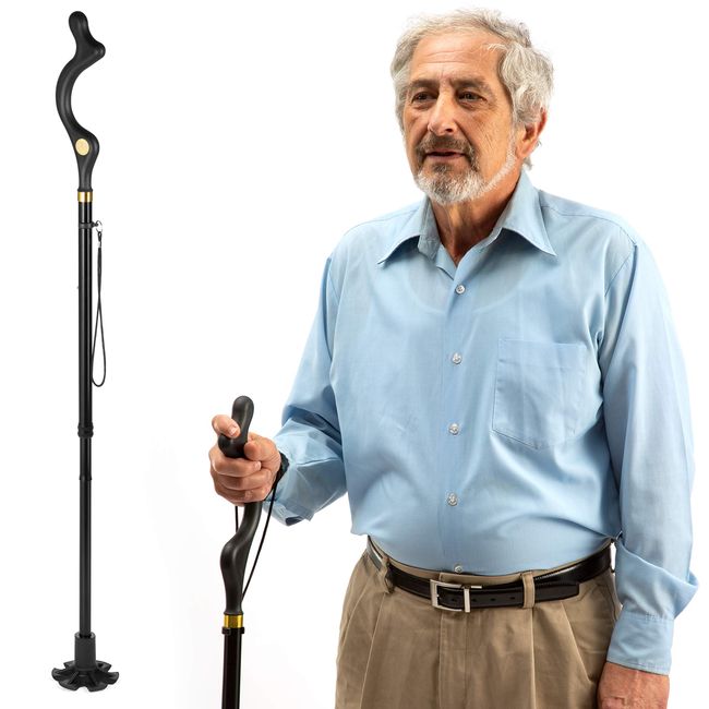 walking cane for men and walking canes for women special balancing - cane walking stick have 10 Adjustable Heights - self standing folding cane, portable collapsible cane, Comfortable