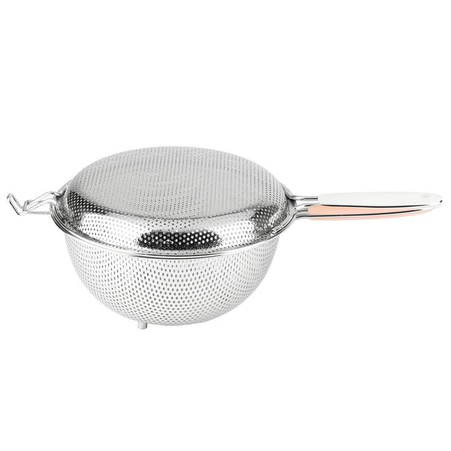 Pearl Metal CooFooGoo AZ-5529 Stainless Steel Punching Handy Strainer, 7.1 inches (18 cm), Sakura/White Handle, Set of 2