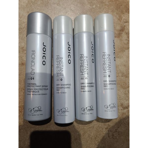 Joico Ironclad Hold 01  Thermal Protectant Spray 7 oz and 3 dry shampoo lot of 4