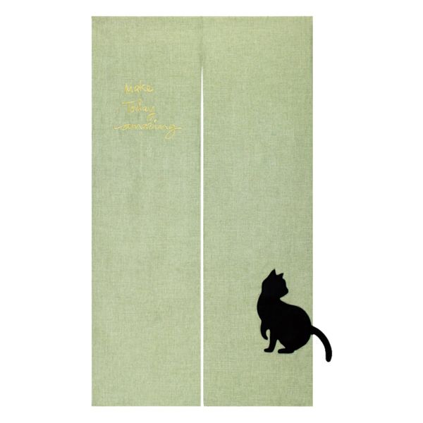 Noren Noren Fashionable Curtain Room Divider Curtain Blindfold Plain Muji Black Cat Applique Natural Upricat Width 85cm Length 150cm (Green)