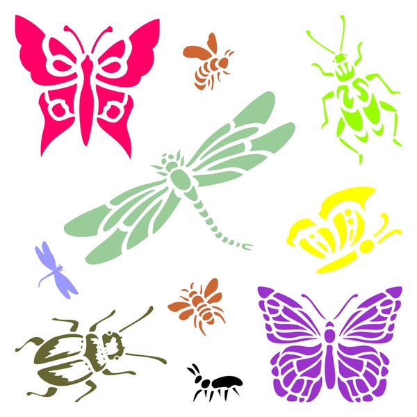 Insects & Bugs Stencil, 4.5 x 4.5 inch - Mix Media Layering Insect