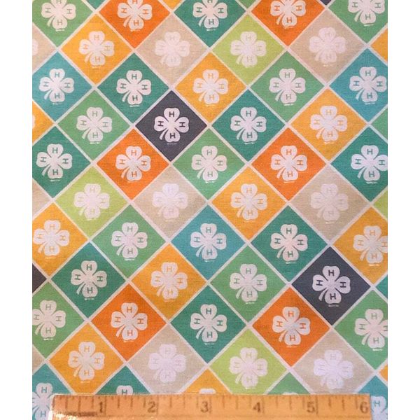 FQ Head Heart Hands Health 4H clover Cotton Fabric Fat Quarter quilting crafting