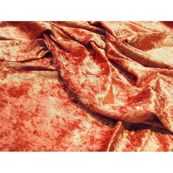 Crushed Velvet Velour Fabric Material - Rust, 1Mtr - 150cmx100cm