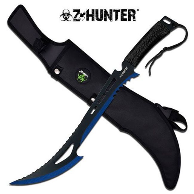 Zombie Killer Machete Full Tang Slasher Sword - Blue Edge