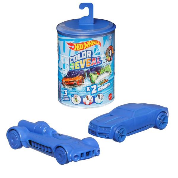 Hot Wheels 2 Toy Cars, Colour Reveal Toy Vehicles in 1:64 Scale, Includes 2 Colour Shifters, 3 Reveals in Hot and Cold Water, Cars for Kids Ages 3 and Up, Styles May Vary, GYP13