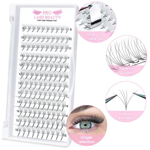 Pre Made Fan Eyelash Extensions 3D-D-0.10-8-15 Pointy Base Premade Fans Eyelash Extension 0.05 0.07 0.10 Lash Extensions Pre Fanned Russian Volume Lashes C D curl(3D-D-0.10-8-15mix)